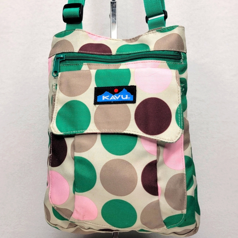 KAVU Polka Dot Crossbody Bag - Green, Pink, Gray. P156